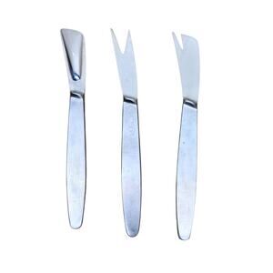 3 Lot Vtg MCM Stainless Austria Cheese Knife & Forks Charcuterie Set Estate Find